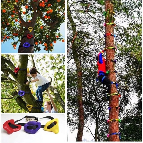 Tree Climbers, Set of 15 Climbing Holds/Steps for Kids with 6 Ratchet Straps - Picture 5 of 7